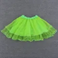 Kids Green Tutu Skirt Layered Mesh Ruffled Dance Skirt Girls Performance Short Skirt - One Size / Green