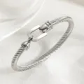 Bracelet en câble torsadé argenté avec fermoir fer à cheval en U unique pour un style luxueux. - Acier