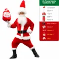 Disfraz de Papá Noel de Terciopelo para Hombres Conjunto de 10 Piezas Traje de Navidad - Estilo A Juego De 10 Piezas