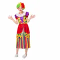 Costume de clown coloré pour femme en détail, idéal pour les soirées déguisées et spectacles. - ZD-005