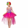 Costume de clown de cirque coloré pour femmes avec robe et chapeau pour fête et spectacle - ZD-006