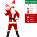 Conjunto de disfraz de Papá Noel de terciopelo para hombre 9 piezas fiesta navidad - 6XL / Juego de 9 Piezas B