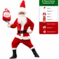 Disfraz de Papá Noel de terciopelo para hombre set de 8 piezas ropa de cosplay de Navidad - 6XL / Juego de 8 Piezas B