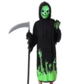 Costume de Faucheur d'Halloween pour enfants avec faux et masque de crâne lumineux - S / Crânes de faucheuse lumineux (faux non incluse)