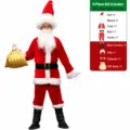 Disfraz de Papá Noel para hombre set de 9 piezas traje de cosplay navideño con gorro barba - 6XL / Juego de 9 Piezas D
