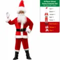 Disfraz de Papá Noel de alta calidad 8 piezas terciopelo para hombre fiesta navideña - Juego de 8 Piezas A