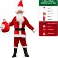 Disfraz de Papá Noel para Hombre Conjunto de 9 Piezas Traje Cosplay Navidad Rojo - Juego de 9 Piezas C