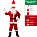 Conjunto de disfraz de Papá Noel de terciopelo para hombre con gorro barba chaqueta y accesorios - Juego de 9 Piezas A