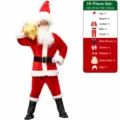 Disfraz de Papá Noel Hombre Set de 10 Piezas Ropa Cosplay de Navidad Talla Grande 3XL - Juego de 10 Piezas B