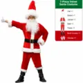 Disfraz de Papá Noel de terciopelo para hombre set de 7 piezas traje de cosplay navideño - Juego de 7 piezas