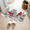 Tapis de sol cardinal d'hiver de Noël, tapis absorbant antidérapant en pin aquarelle. - 40*60cm / ZD2026714-2