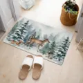 Tapis de sol imprimé Noël forêt de neige cerf paillasson pour décoration entrée intérieure - ZD2026714-5