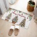 Tapis de porte de Noël avec impression de beaux arbres, parfait pour la décoration de la maison. - ZD2026714-8