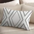 Grau-weißer geometrischer Lendenkissenbezug für moderne Heimdekoration, Detailansicht ansehen. - Pfirsichhaut Samt Kissenbezug(50x30cm) / BZ06720-3