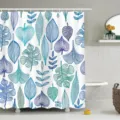 Douchegordijn met blauw en groen bladerpatroon voor stijlvolle badkamerinrichting thuis. - (90g Basisstof) 90x180cm / YL-7-2