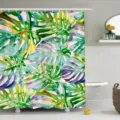 Watercolor tropical monstera leaves waterproof shower curtain for bathroom decor and partition. - (90g Base Fabric) 90x180cm / YL-9-1