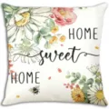 Watercolor daisy bee throw pillow cover sweet home sofa cushion decorative case 45x45 - 18x18 Inch / Peach Skin / BZ206718-1
