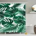 Waterproof fabric shower curtain with tropical monstera leaf for modern bathroom decor. - (90g Base Fabric) 90x180cm / YL-9-3