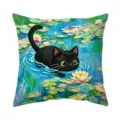 Funda de cojín gato negro pintura al óleo retro, decoración suave para el sofá. - Funda de cojín de una cara en piel de melocotón; sin relleno; 45*45cm / BZ260709-2