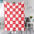 Couverture flanelle Noel douce rouge blanc carreaux motif canne de bonbon jet de canape - 80x120 (260g/m² flanelle) / MT268082-1