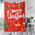 Cozy red Christmas flannel blanket with festive holiday prints, perfect for winter warm nap. - MT2081-1