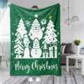 Coperta in flanella verde tema natalizio con Babbo Natale e pupazzo di neve caldissima - 130x150 (Flanella da 260g) / MT2081-3