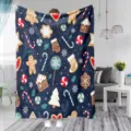 Christmas cartoon print flannel blanket soft cozy warm throw blanket for living room sofa bed - 100x150cm (260g/㎡) / MT202684-2