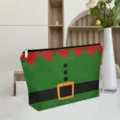 Christmas elf print linen cosmetic bag, large capacity zipper makeup pouch for travel and daily use - Double-Sided White Linen Makeup Bag 23x17x4 / Christmas Elf