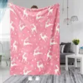 Christmas Pink Flannel Blanket Reindeer Snowflake Soft Cozy Sofa Throw Winter Decor - MT268082-5