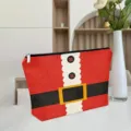 Christmas Santa Claus printed linen cosmetic bag, cute large capacity travel makeup pouch. - Double-Sided White Linen Makeup Bag 23x17x4 / Santa Claus