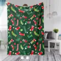 Kerst flanel deken met cartoon print, zachte gezellige plaid voor bank bed huis decoratie. - MT202684-7
