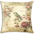 Vintage diakosmitiki thiki maxilariou me pouli kai louloudia gia sofa kai krevatokamara - Μονόπλευρη Θήκη Μαξιλαριού Short Plush 45x45cm / BZ268153-3