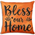 Fodera per cuscino autunnale del Ringraziamento, federa decorativa per divano. - Stile Bless our Home (BZ08064-2) / 45x45cm / Arancione (BZ08064-2)