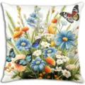 Spring floral throw pillow case with butterfly print, perfect decorative cushion for sofa. - 45x45cm / ZB81522-1