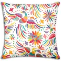 Mexican folk style decorative pillowcase with vibrant colorful birds and floral print. - Single-Sided Short Plush Pillow Cover / 45x45cm / BZ268151-3