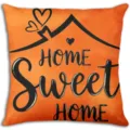Federa per cuscino arancione autunno Ringraziamento quadrato decorativo divano casa - Stile Home Sweet Home (BZ08064-3) / 45x45cm / Arancione (BZ08064-3)