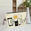 Detail shot of canvas storage pouch featuring cute power bank cartoon pattern zipper design. - ZYHZB8133-7