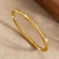 Bracelet jonc perles en acier titane doré, élégant bracelet géométrique 18k PVD pour femme - Or