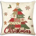 Christmas pillow cover retro patchwork tree cushion case vintage sofa home decor 45x45cm - Peach Skin 45x45cm / BZ26731-1