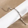 Bracelet maillons géométriques en acier inoxydable avec chaîne d'extension, bijou élégant. - Chaîne à Segments Géométriques / Acier