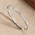 Bracelet jonc perlé en acier inoxydable argenté, bijoux de poignet élégants minimalistes - Acier