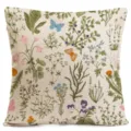 Botanical floral throw pillow cover vintage butterfly linen cushion case for sofa home decor. - QL-BZ414-5