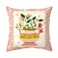 Bohemian Vintage Floral Cushion Cover Decorative Pillow Case with Vase Print Pink Border - Peach Skin Pillow Cover 45x45cm / BZ2026062-1