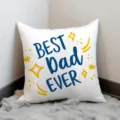 Detailed close up view of white father day throw pillow cover featuring blue text and stars. - 45x45cm / Style 4