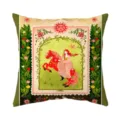 Bohemian retro floral linen throw pillow case with vintage folk art horse illustration. - Peach Skin Pillow Cover 45x45cm / BZ2026062-2