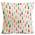 Christmas decorative throw pillow cover with colorful tree and snowflake pattern for sofa home. - Peach Skin Pillow Cover / 45x45cm