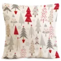 Christmas tree pattern linen pillow cover detail, festive home decor cushion case fabric. - Peach Skin Pillow Cover / 45x45cm