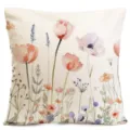 Watercolor wildflower throw pillow cover, pastoral floral linen cushion for sofa bed decor. - Style 4