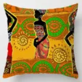 African tribal style throw pillow cover geometric art print cotton linen cushion case detail - Single-Sided Linen Cushion Cover (BZ202606023-22) / 35*35cm