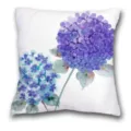Housse de coussin carrée style nordique avec motif hortensia aquarelle bleu et violet, douce. - Lin Simple Face 35x35cm / QL-BZ4-1